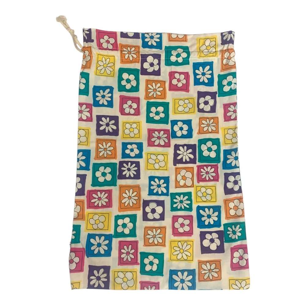 KO CLUB Kids Retro Geometric Floral Patterned Drawstring Travel Storage Bag